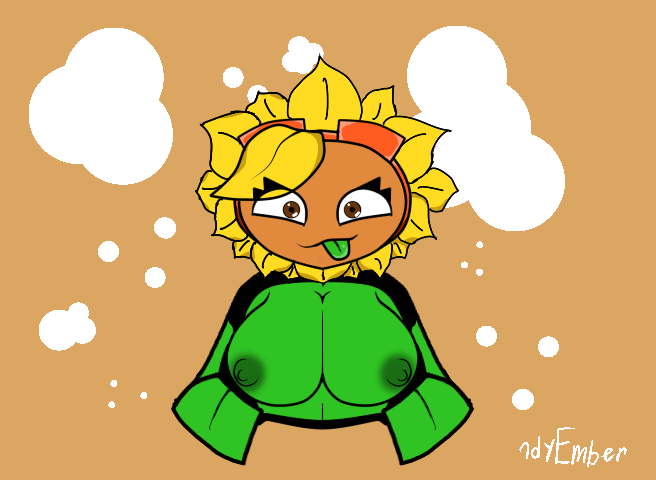 big_breasts breasts breasts_out breasts_outside clothed clothed_female cute plantie plants_vs_zombies plants_vs_zombies:_heroes pvz_heroes solar_flare_(pvz) sunflower