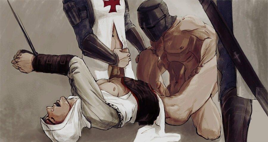 altair_ibn_la-ahad assassin's_creed assassin's_creed_(series) bondage bound_wrists forced_yaoi gay male male_only multiple_males penis rape templar ubisoft yaoi