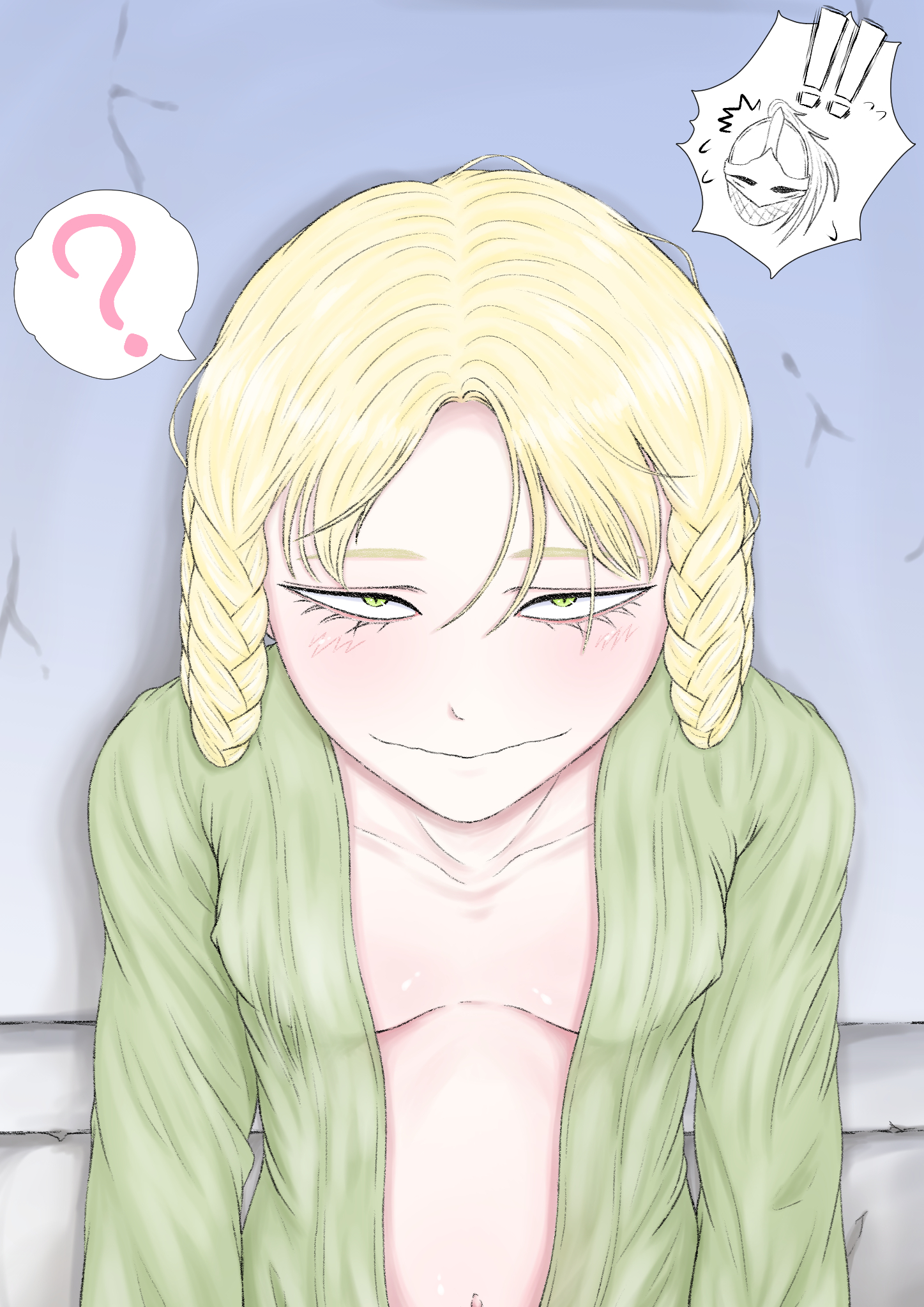 1girls, 2022, 2d, blonde hair, breasts, cleavage, elden ring, female, female only, fromsoftware, light skin, light-skinned female, open shirt, rui manabu, rya (elden ring), tarnished