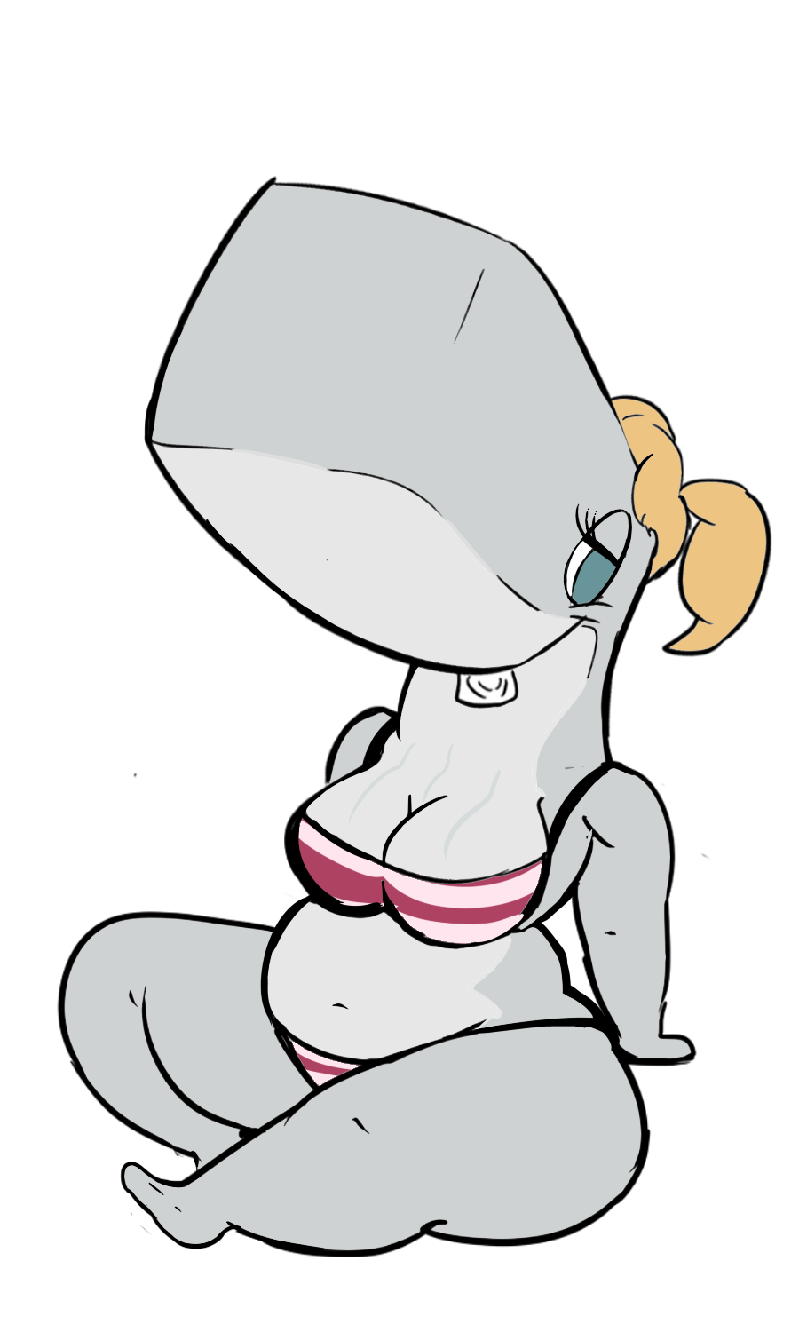 1girls anthro blonde_hair breasts cetacean condom female female_only mammal marine nickelodeon pearl_krabs solo sperm_whale spongebob_squarepants tagme whale white_background