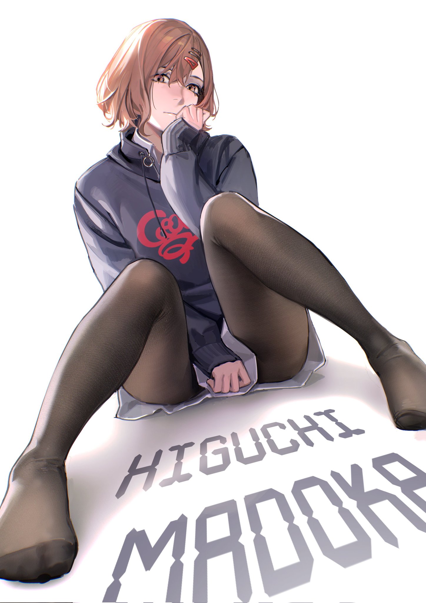 1girls, ass, big ass, big breasts, breasts, cute, feet, female, female only, higuchi madoka, hoodie, idolmaster, idolmaster shiny colors, jacket, light skin, light-skinned female, limart, low-angle view, pantyhose, red hair, thick thighs, upskirt, wholesome