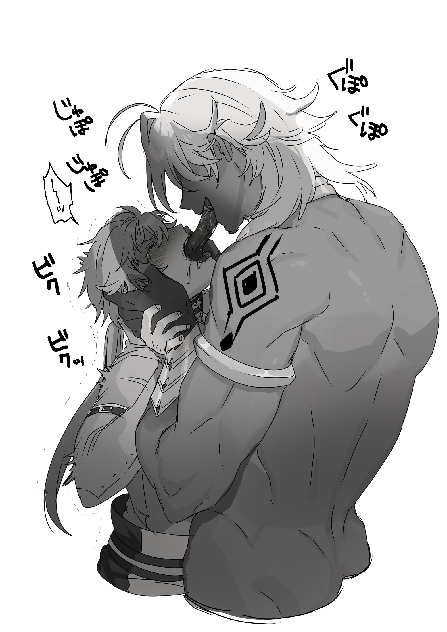 2boys, blush, deep kissing, dominant, domination, forced, forced kiss, forced yaoi, gay, gay domination, gay sex, head grab, holding head, kissing, long tongue, male, male only, male/male, muscular, muscular male, no visible genitalia, nonesabu, tears, tongue, tongue kiss, yaoi