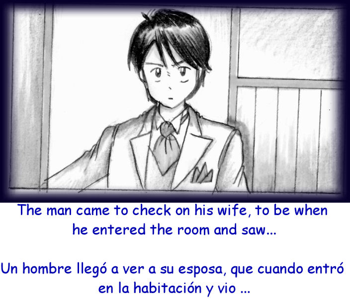 1boy black_and_white black_hair comic english_text groom milda7 short_hair spanish_text suit text translated