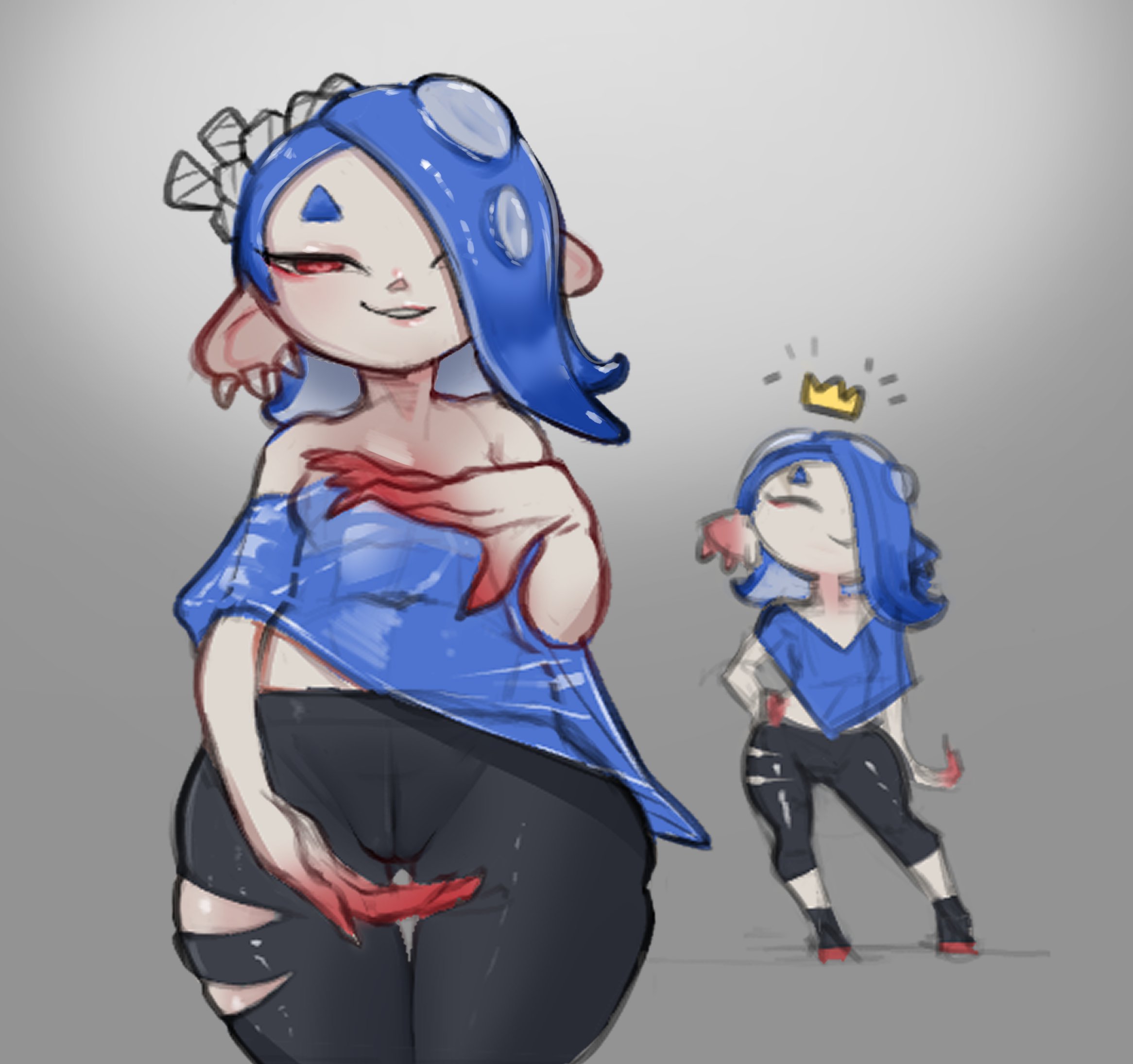 clothed, dddoodles, female, female only, nintendo, pussy, pussy visible through clothes, see-through, shiver (splatoon), shiver hohojiro, splatoon, splatoon 3