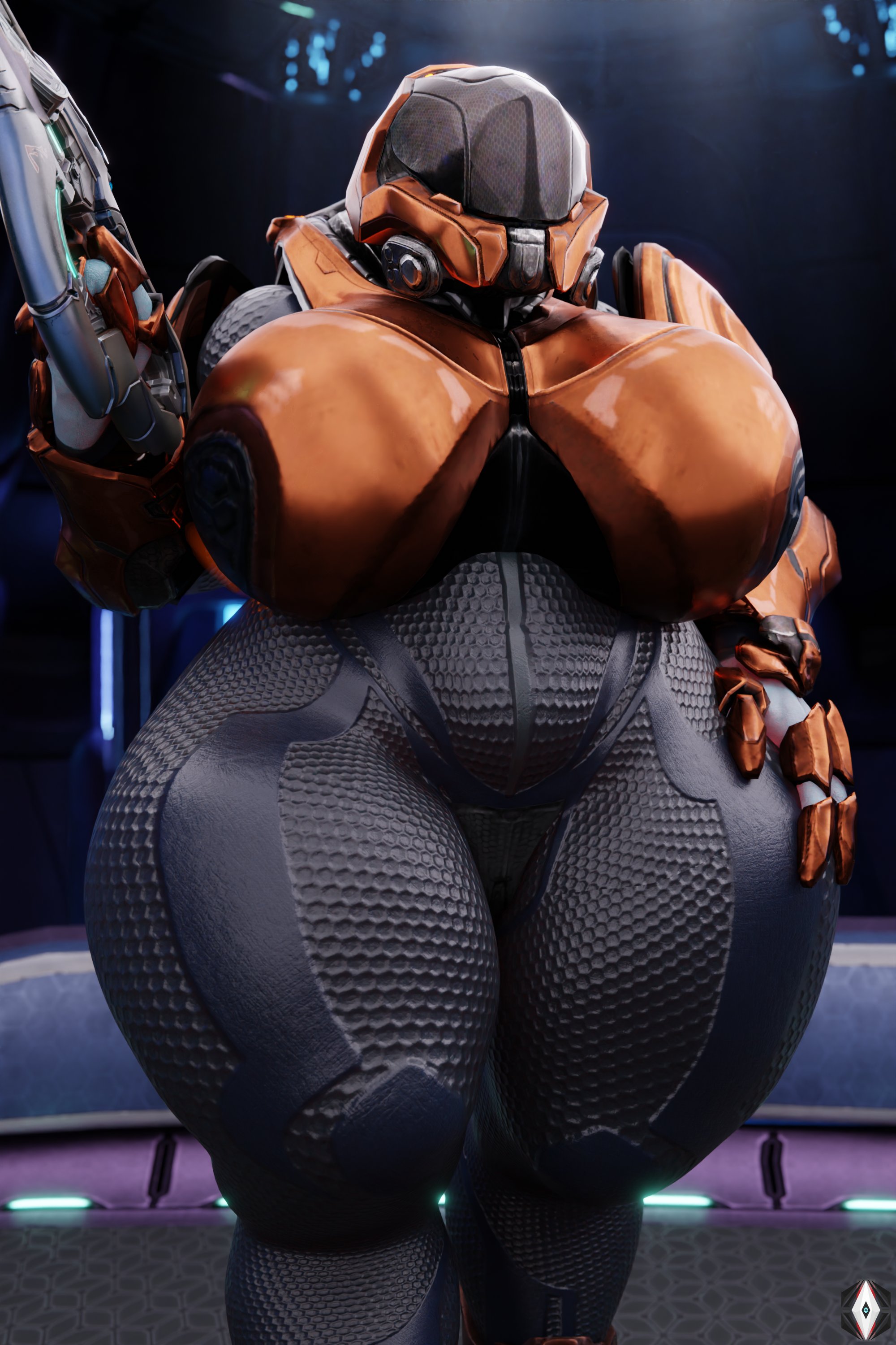 3d, alien, alien girl, ass, big breasts, breasts, elite (halo), female, female sangheili, gigantic ass, god arch (artist), halo (series), sangheili, thick thighs, voluptuous, voluptuous female