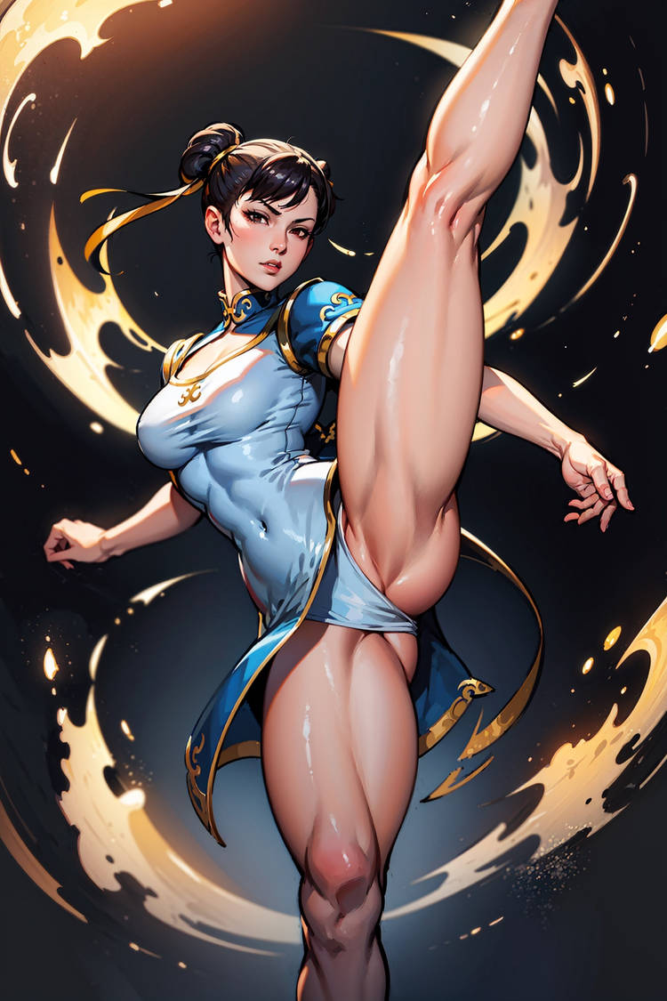 1girls abs ai_generated big_breasts breasts capcom chun-li dress female female_only large_breasts light_skin muscles muscular muscular_arms muscular_female solo solo_female street_fighter street_fighter_6 thick_thighs vitoryt