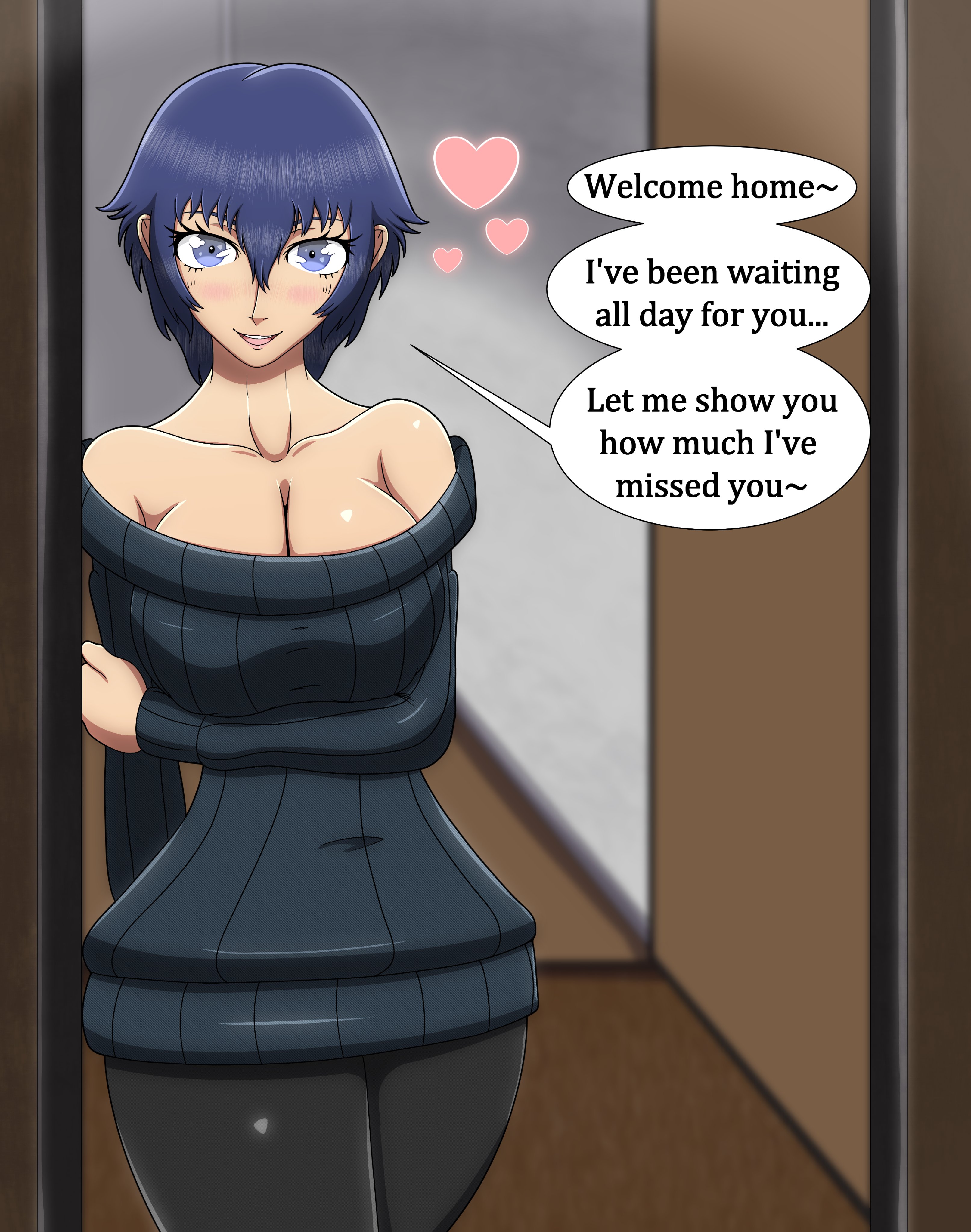 1girls, atlus, blue eyes, blue hair, breasts, english text, female, female focus, female only, justdrawingjake, looking at viewer, open mouth, persona, persona 4, shirogane naoto, solo, solo female, speech bubble, tagme, text