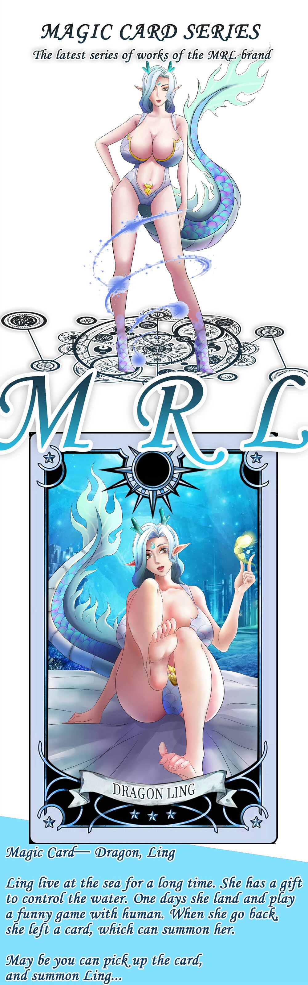 bikini dragon_girl dragon_ling dragon_tail ling magic_card_series one_leg_up water