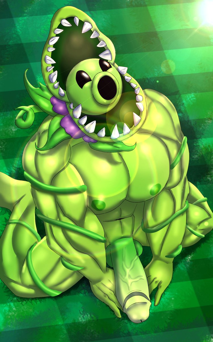 1boy anthro anthrofied bara electronic_arts gay humanoid humanoid_genitalia humanoid_penis male male_nipples male_only masculine muscular muscular_anthro muscular_male ninjagreen99 nipples peashooter_(pvz) pecs pectorals penis penis_out plant plantie plants_vs_zombies snap_pea_(pvz) veiny_penis