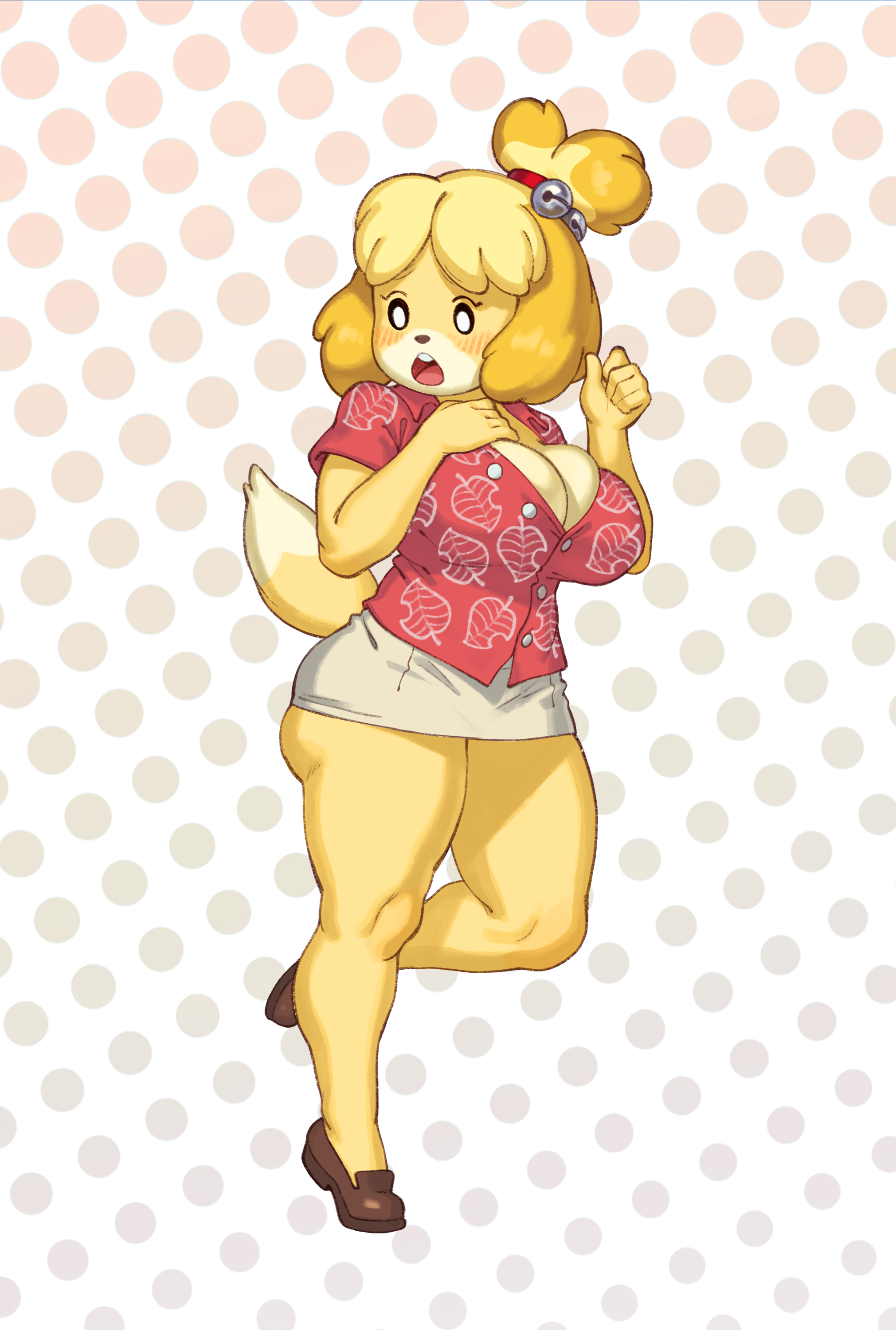 1girls, animal crossing, anthro, ass, big ass, big breasts, big butt, blush, breasts, canid, canine, canis, cleavage, clothed, clothing, female, female focus, female only, fur, furry, furry only, hi res, isabelle (animal crossing), large breasts, nintendo, panties, rizdraws, solo, source request, tail, thick thighs, thighs, wide hips, year request