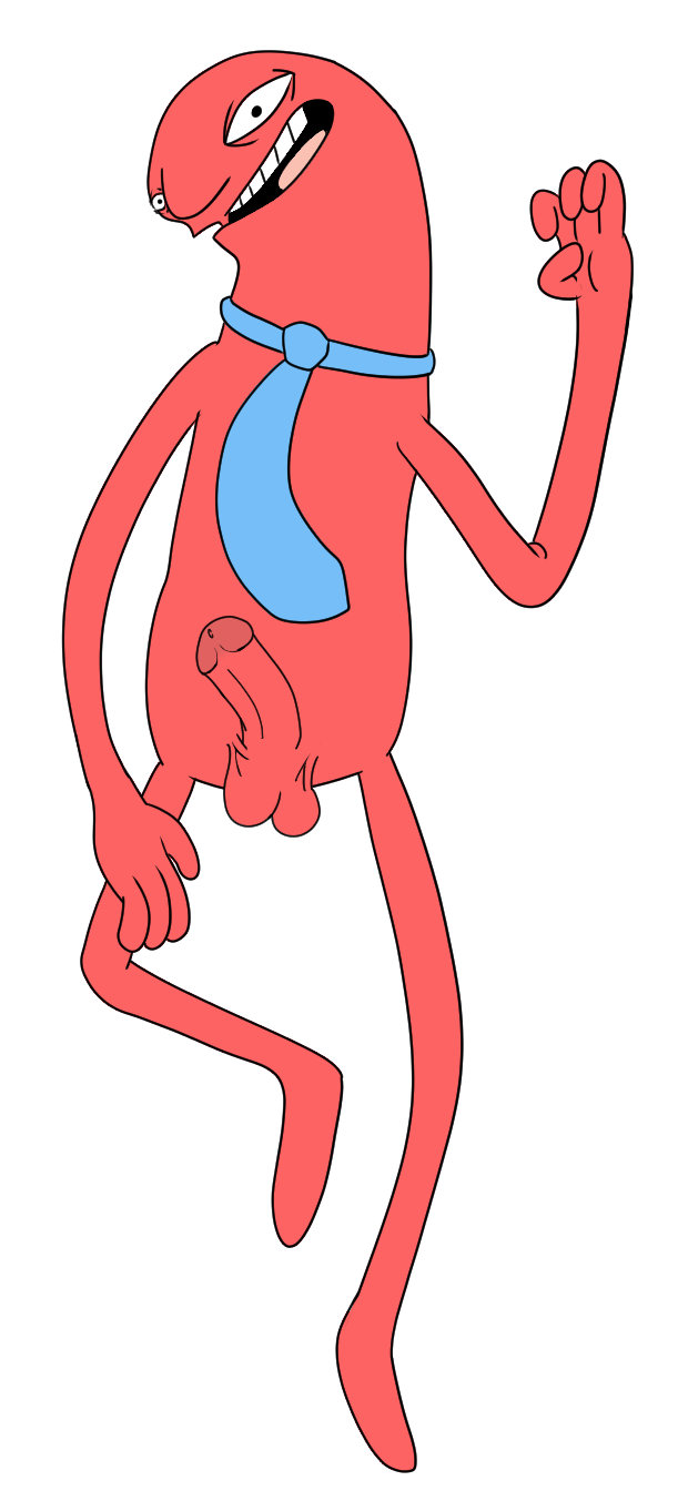 adult_swim alan_(smiling_friends) cartoon_pecker circumcised dakimakura erection kerorak male male_focus male_only necktie no_humans open_mouth red_skin smiling_friends solo transparent_background