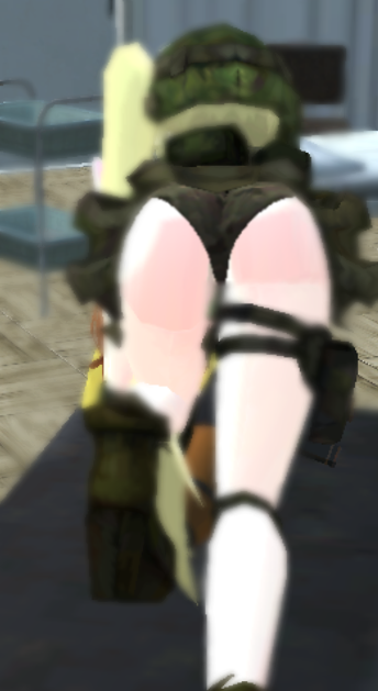 3d ass big_butt blonde_hair blurry_background boots focus infirmary long_hair militar pony short_skirt tail