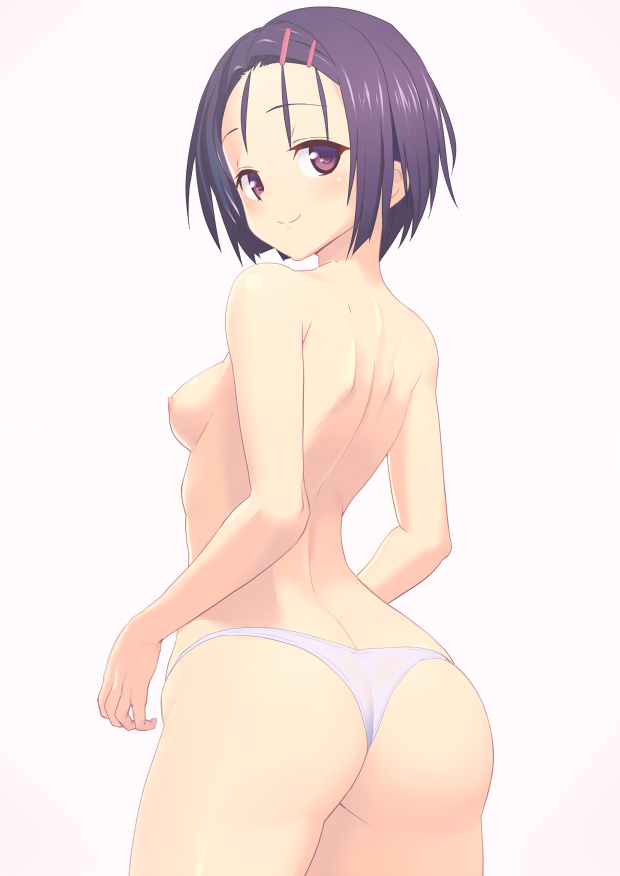 1girls ass blue_eyes blue_hair breasts female fuchi_(touo) fuchitoro nipples panties sairenji_haruna short_hair solo to_love-ru