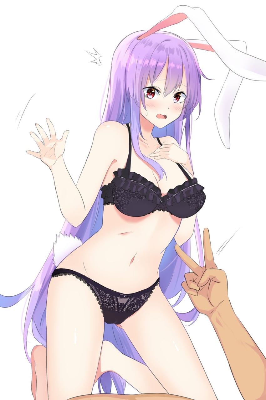 black_bra black_panties bunny_girl reisen_udongein_inaba touhou xialuluo_(sharuro)