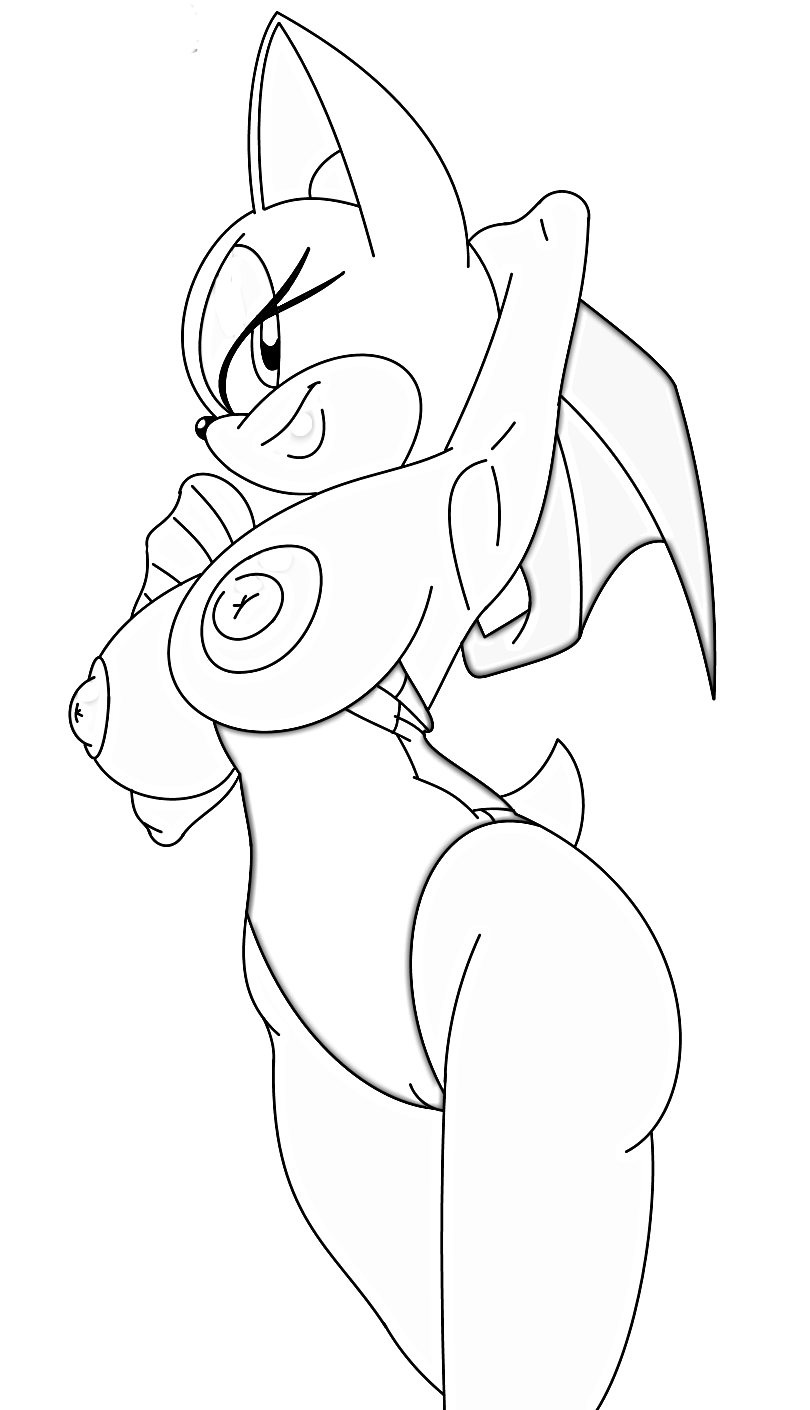 1girls bat big_breasts black_and_white breasts cameltoe female female_only lips looking_at_viewer mammal monochrome nipples rouge_the_bat sketch solo sonic_(series) squidapple