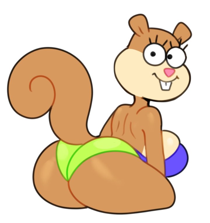 anthro, ass, ass focus, big ass, big breasts, bikini, breasts, brown fur, clothing, female, female only, fur, furry, furry only, looking at viewer, looking back, overflowing breasts, sandy cheeks, solo, solo female, somescrub, spongebob squarepants, squirrel, straight hair, tagme, tail