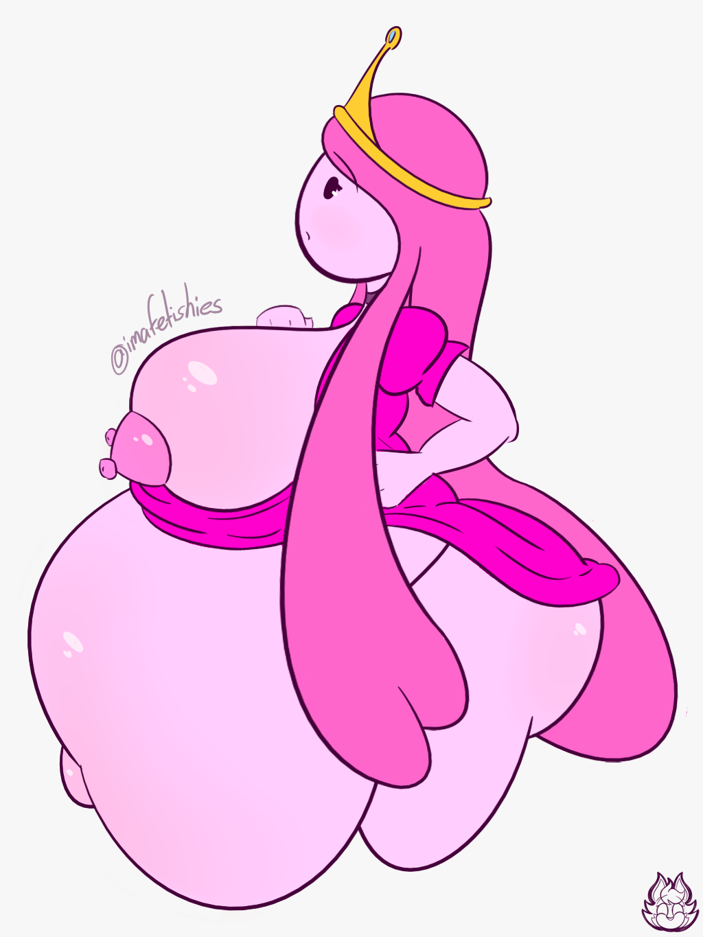 1girls, adventure time, belly, big belly, big breasts, breasts, fat, female, huge belly, imafetish, nipples, obese, overweight, pink hair, pink skin, princess bubblegum, solo female, weight gain