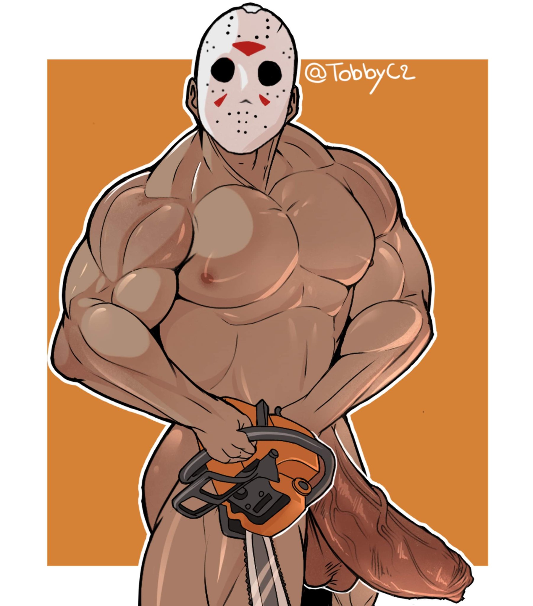 1boy, balls, bara, bare ass, big balls, big penis, boner, bottomless, cock, erect penis, erection, friday the 13th, gay, hockey mask, human, jason voorhees, male, male only, mask, muscles, muscular, nipples, nude, penis, solo, solo male, tobbyc2, veiny penis, yaoi