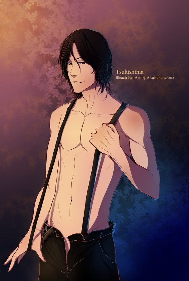 1boy abs akubaka black_hair bleach fullbringer male male_only solo suspenders tagme topless tsukishima_shuukurou