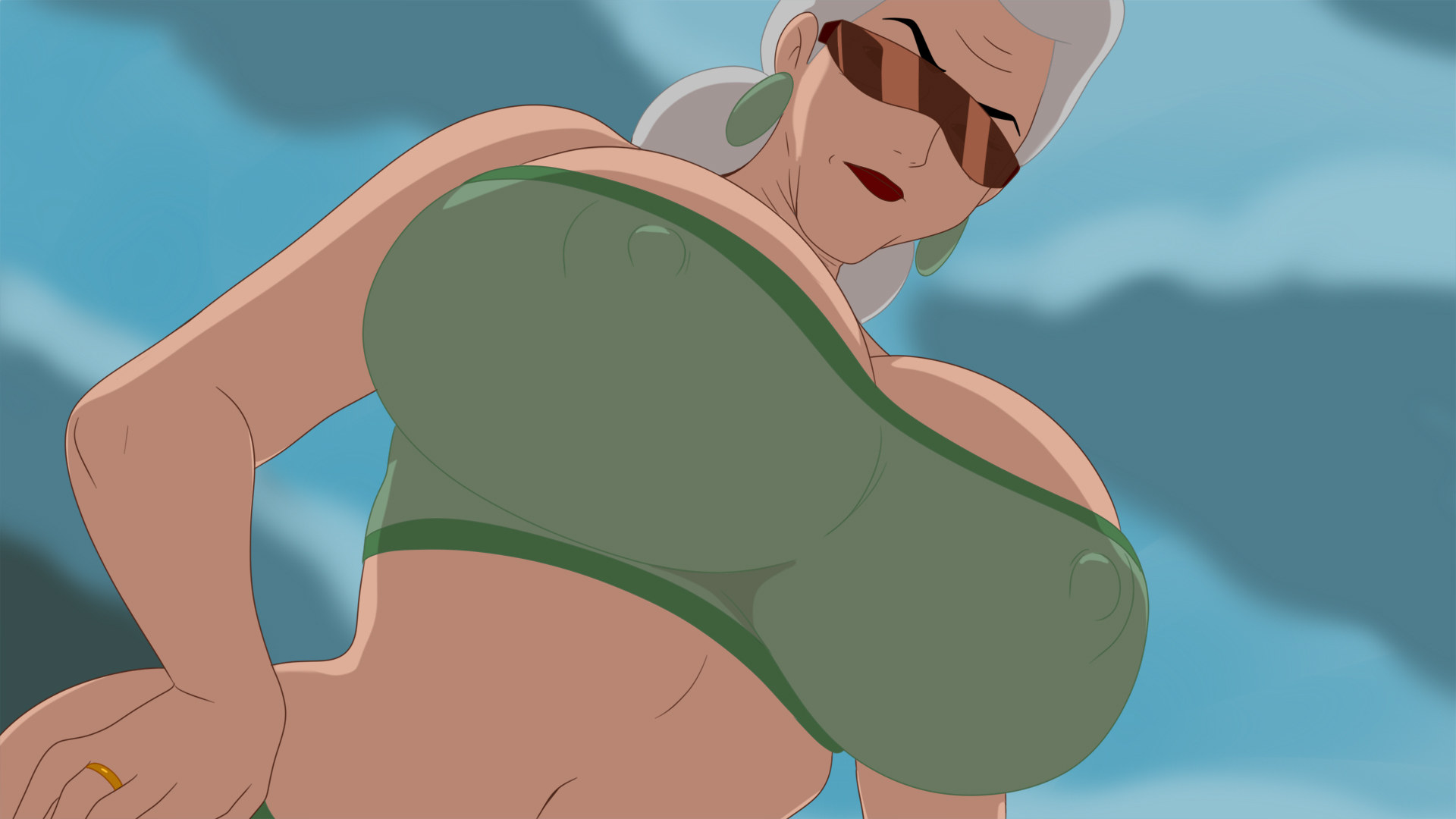 1girls, big breasts, breasts, discreenvision, female, female focus, female only, gilf, grandma diana (discreenvision), inusen, mature female, milf, the secret of the house, white hair