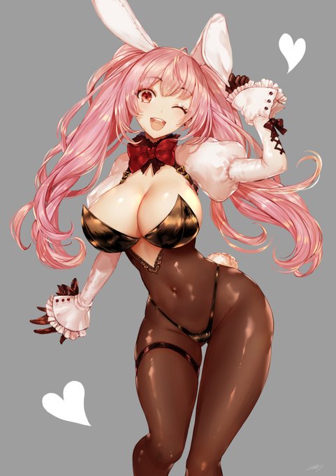 apt big_breasts bunny_ears bunny_girl pantyhose pink_hair thong