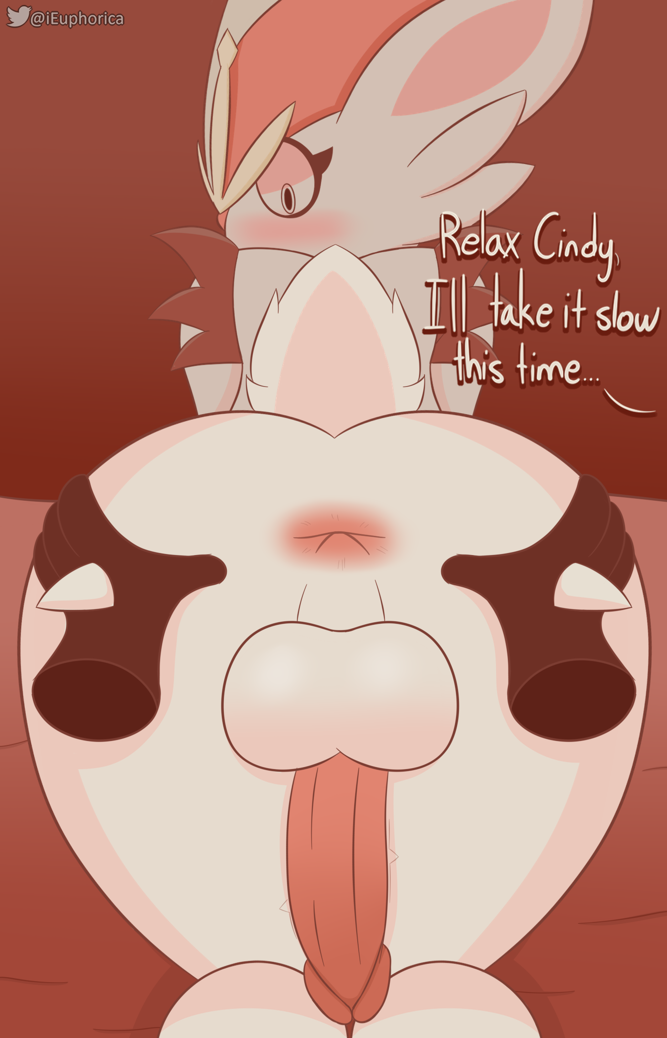 anthro, anus, ass, ass grab, backsack, balls, ballsack, bed, butt grab, cinderace, duo, embarrassed, euphorica, floating hands, fur, furniture, gay, genitals, hand on ass, hand on butt, hi res, looking back, lucario, male, male only, nintendo, penis, pokemon, pokemon (species), spread ass, spread butt, spreading, throbbing penis, video games, white body, white fur