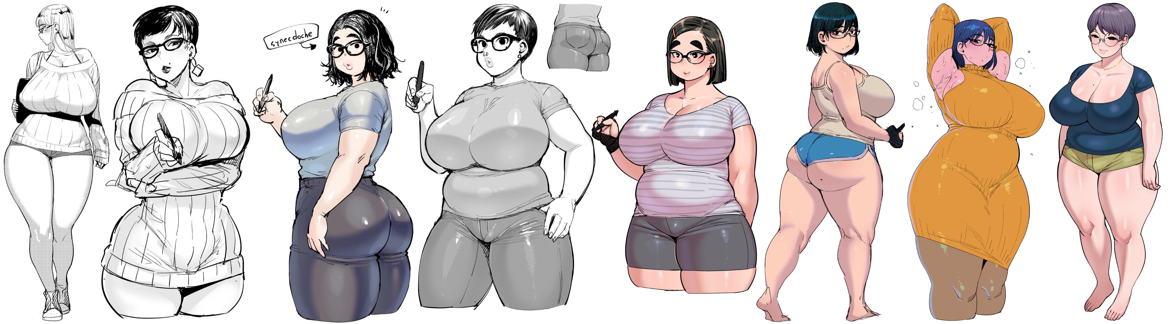 1girls, 2022, artist self-insert, big breasts, breasts, character request, chubby, chubby female, cleavage, clothed, clothing, curvaceous, curvy, earrings, female, female focus, female only, glasses, hips, huge breasts, large breasts, lips, plump, plump lips, self portrait, short hair, sweat, synecdoche, thick thighs, thighs, voluptuous, wide hips