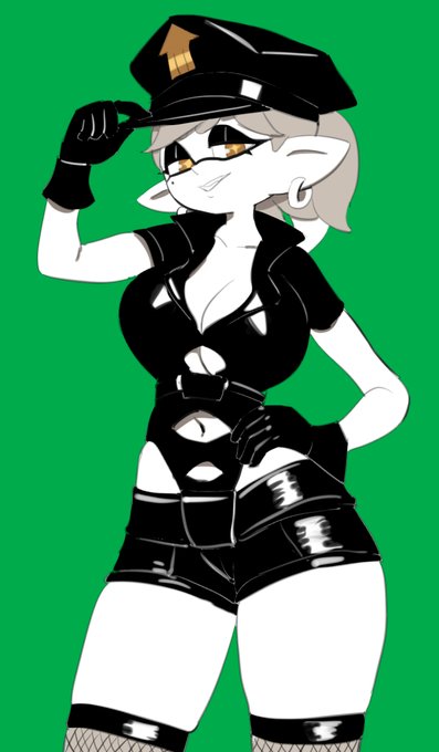 big breasts, breasts, female, inkling, marie (splatoon), nintendo, police uniform, splatoon, torn clothes, yuta agc