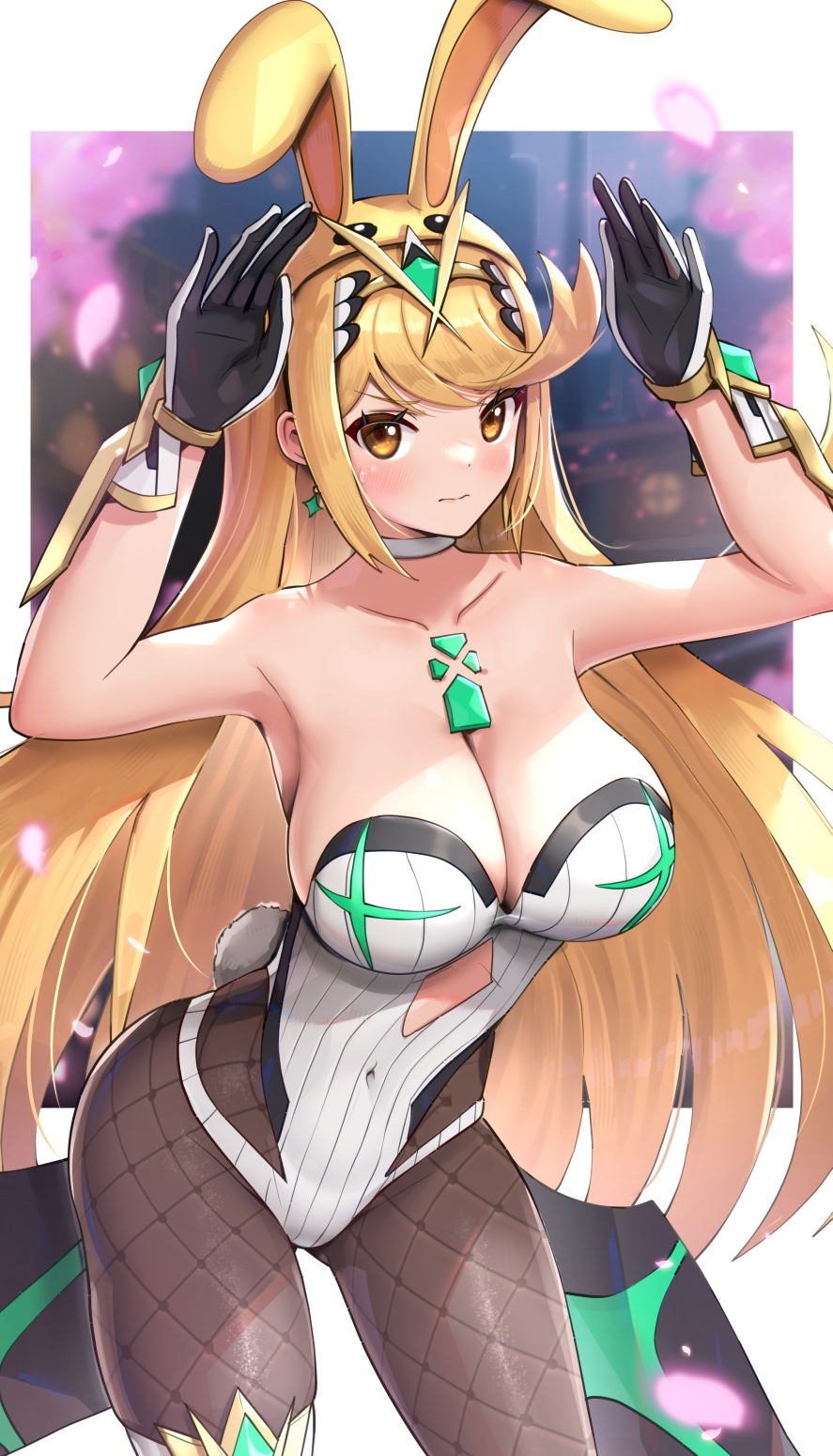 1girls 2022 adapted_costume alternate_costume ass bangs blonde_hair blush breasts bunny_ears bunny_girl bunny_hood bunnysuit cleavage core_crystal earrings embarrassed female female_only gold_eyes gonzarez hair_ornament highleg_leotard hips huge_breasts item leggings leotard long_hair looking_at_viewer mythra nintendo slim_waist super_smash_bros. super_smash_bros._ultimate swept_bangs thick_thighs thighs tiara white_leotard wide_hips xenoblade_(series) xenoblade_chronicles_2