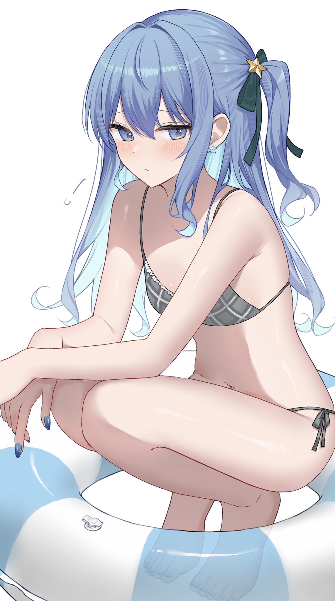 1girls bare_skin bikini blue_eyes blue_hair coha350 female hololive hololive_japan hoshimachi_suisei jpeg looking_at_viewer shy small_breasts solo swimsuit tagme virtual_youtuber