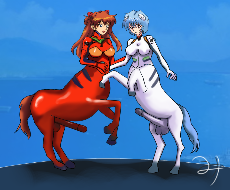 2020 2futas 5_fingers accessory after_transformation asuka_langley_sohryu blue_background blue_eyes blue_hair breast_expansion breasts centaur clothing digital_drawing_(artwork) digital_media_(artwork) duo english_description equid equid_taur erection european_mythology expansion fingers furry futanari genitals greek_mythology hair hair_accessory herm humanoid_taur intersex legs_up long_hair long_penis looking_down mammal mammal_taur miraimiru mythology neon_genesis_evangelion open_mouth orange_hair penis plugsuit quadruped red_clothing red_eyes red_suit rei_ayanami short_hair signature simple_background species_transformation suit taur transformation twintails_(hairstyle) worried worried_look