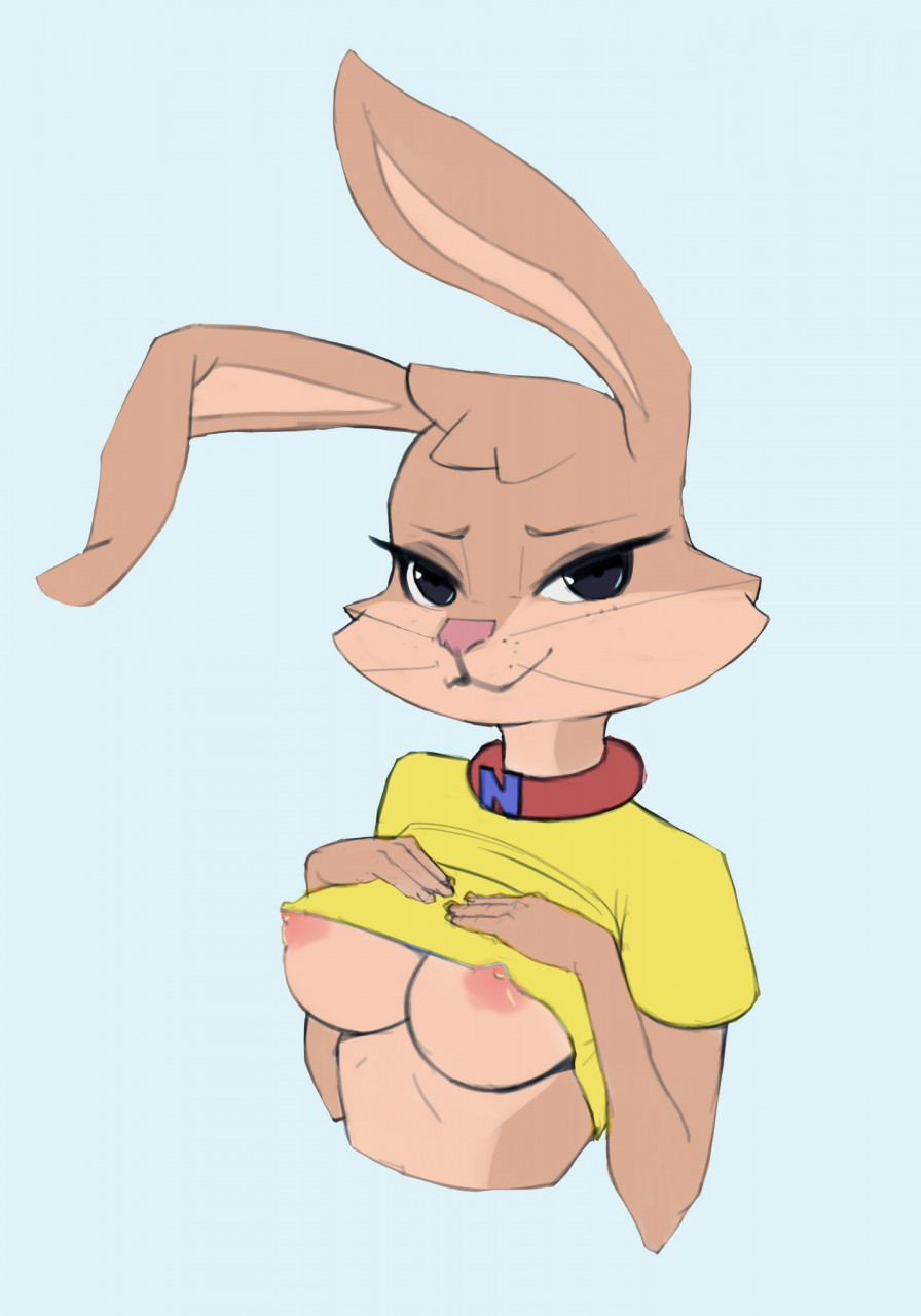 brown_fur bunny collar female nesquik nesquik_bunny nestle rabbit reinecke rule_63 shirt shirt_lift yellow_shirt