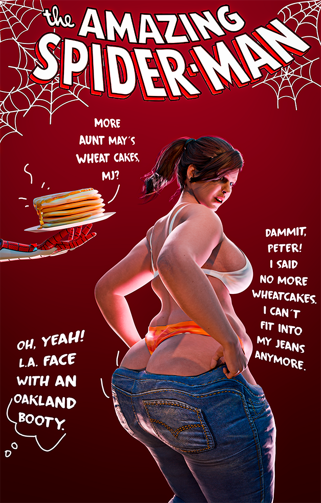 1boy 1girls 3d ass ass_expansion ass_growth big_ass big_butt chubby comic_cover disembodied_hand fat_ass fat_butt female female_focus food hand huge_ass insomniac_games jeans male marvel marvel_comics mary_jane_watson mary_jane_watson_(insomniac) overweight pancakes panties pawg plump red_hair spider-man spider-man_(ps4) spider-man_(series) straight_hair struggling_to_fit tight_clothes ultimate-joselin weight_gain