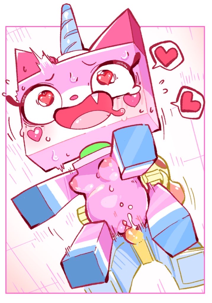 <3_eyes blush bodily_fluids breasts chubby_female cum cum_in_pussy cum_inside duo female female_feral feral genital_fluids heart humanoid lego male male/female penetration pink_body sex sketch the_lego_movie unikitty unikitty! uyu vaginal_penetration