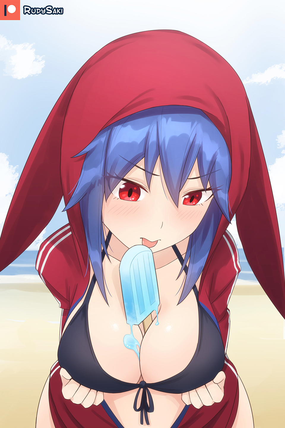 beach bikini bikini_top breasts cleavage disgaea disgaea_d2 disgaea_rpg ice_cream laharl laharl-chan large_breasts nippon_ichi_software rudysaki