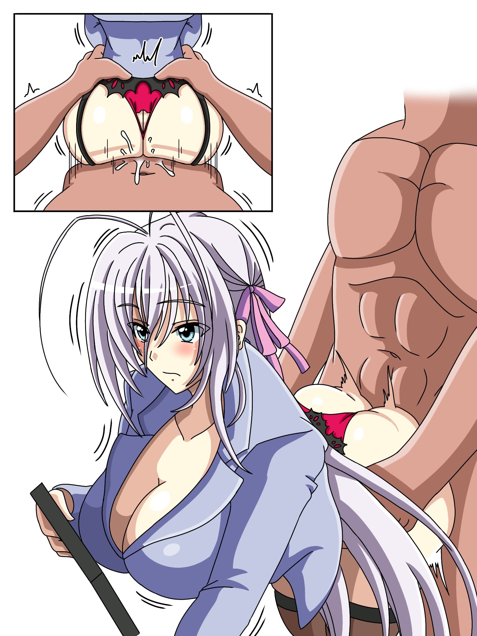 ai generated, anal, anal sex, anal through clothes, ass, big ass, big breasts, blue eyes, breasts, clothes as condom, female, forced in fabric, from behind position, high school dxd, hyoudou issei, loving it, male, panties, penetration through clothes, penis, penis in ass, prostitute, prostitution, rossweisse, sex, sex through clothes, standing sex, stockings, surprised, tagme
