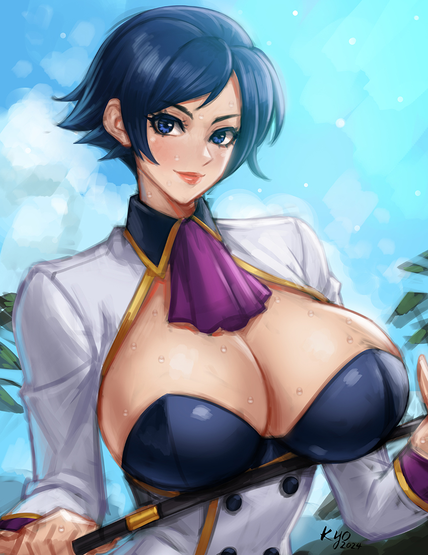 1girls big_breasts blue_eyes blue_hair breasts busty cleavage curvaceous curvy curvy_body curvy_female curvy_figure elisabeth_blanctorche female huge_breasts king_of_fighters king_of_fighters_xiii kyopink large_breasts short_hair snk voluptuous