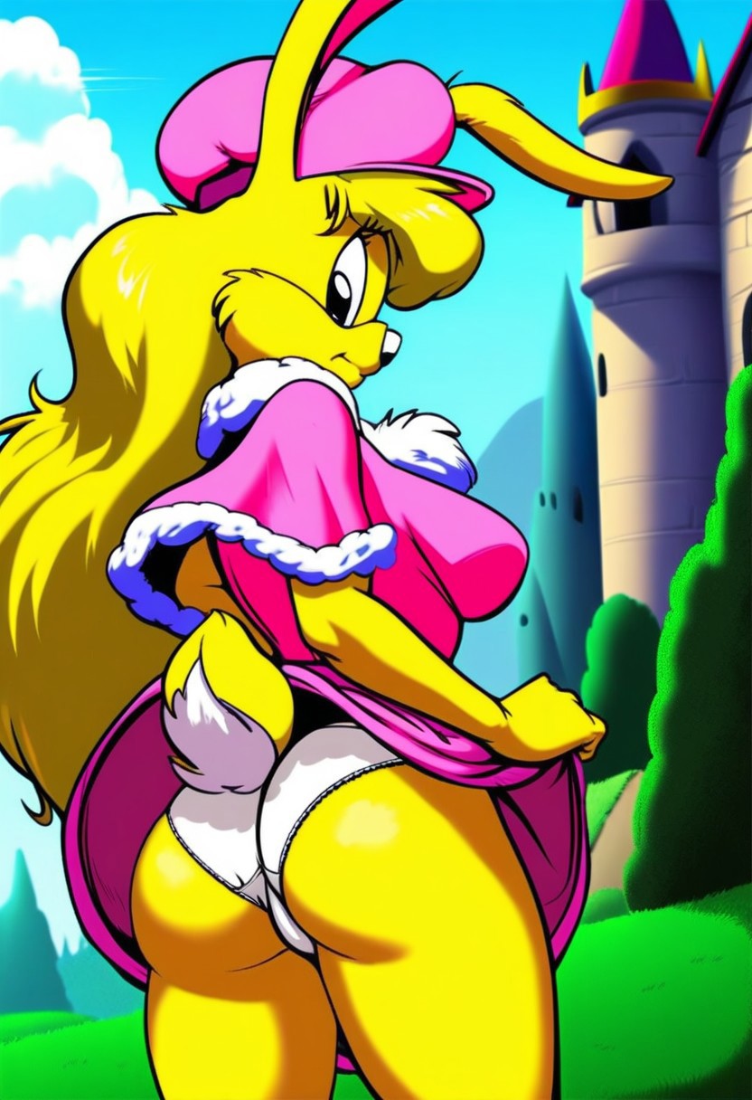 ai_generated black_eyes female furry jazz_jackrabbit_(series) lori_jackrabbit panties self_upload yellow_fur