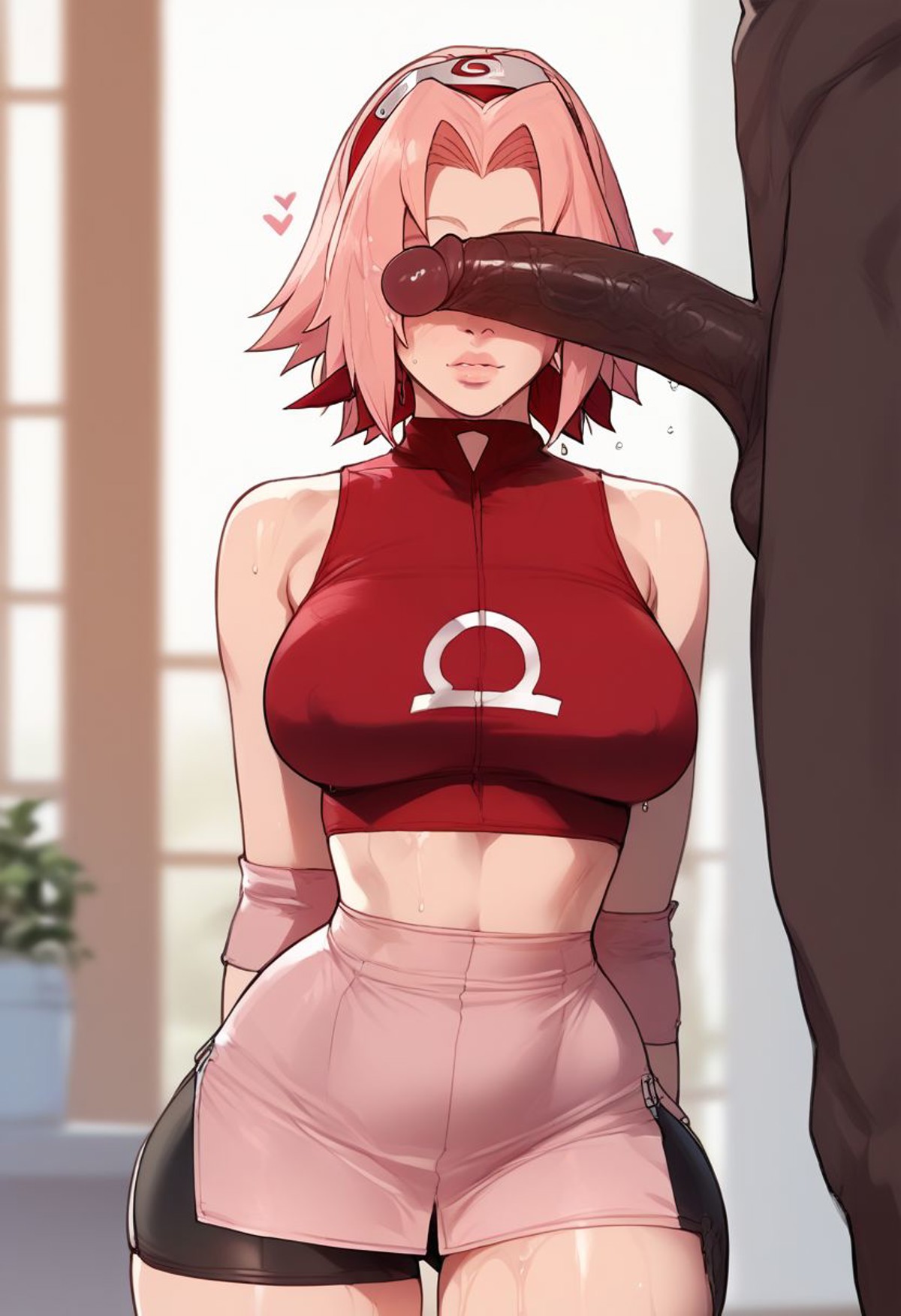 1boy, 1girls, ai generated, big penis, cant see the haters, dark skin, dark-skinned male, female, human, interracial, male, naruto, naruto (series), naruto shippuden, penis, sakura haruno, tagme