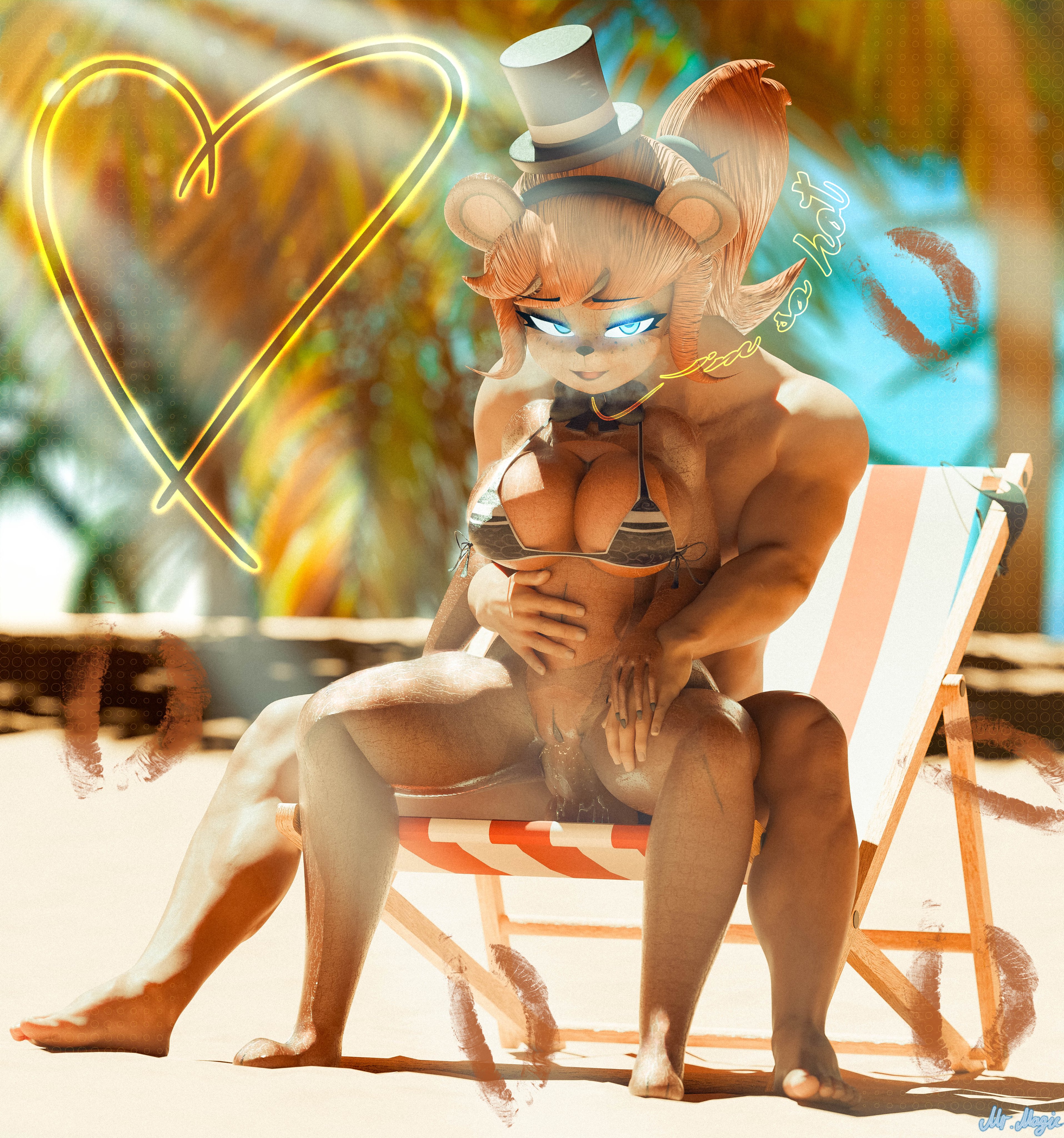 1boy, 1girls, breasts, female, five nights at freddy's, freddy (fnaf), fredina (cally3d), fredina's nightclub, frenni (cryptia), frenni fazclaire, magiccorpo27481, male, penis, penis in pussy, pussy, resting, straight, tagme