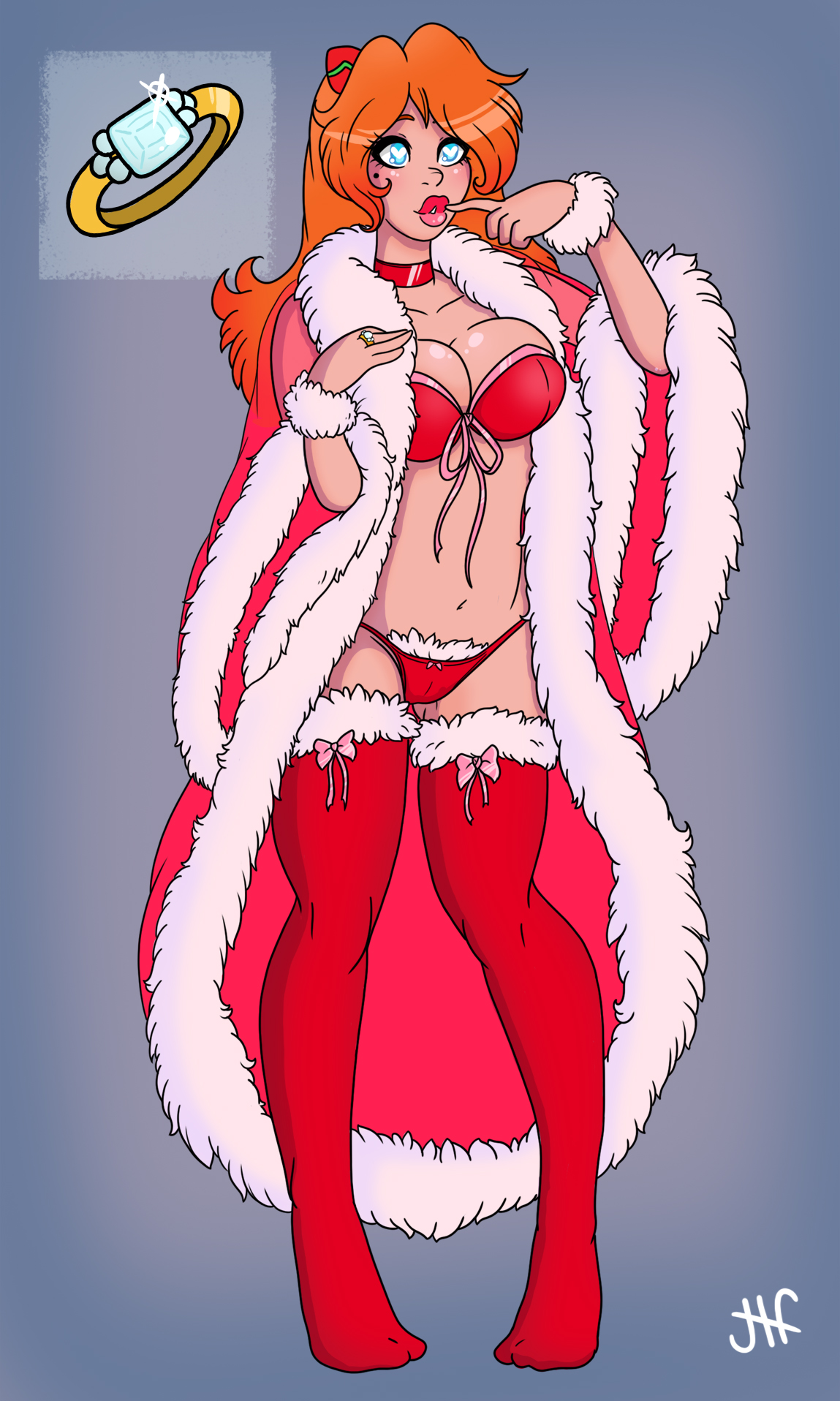 1girls, age progression, ass expansion, asuka langley sohryu, big lips, bra, brainwashing, breast expansion, breast growth, breast growth (enlargement), breasts, christmas, clothing, female, fur coat, fur trim, heart-shaped pupils, horny female, milf, mind control, mole, mole under eye, neon genesis evangelion, panties, personality change, red hair, santa costume, socks, solo, stockings, transformation, wrenzephyr2