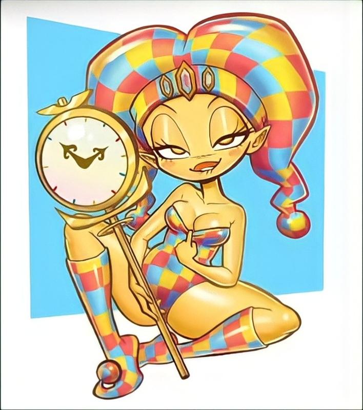1girls, brain dump, cleavage, clock, clockwork elve, female, female focus, female only, hotdiggedydemon, iseenudepeople, pointy ears, seductive, seductive look, sfw, white background