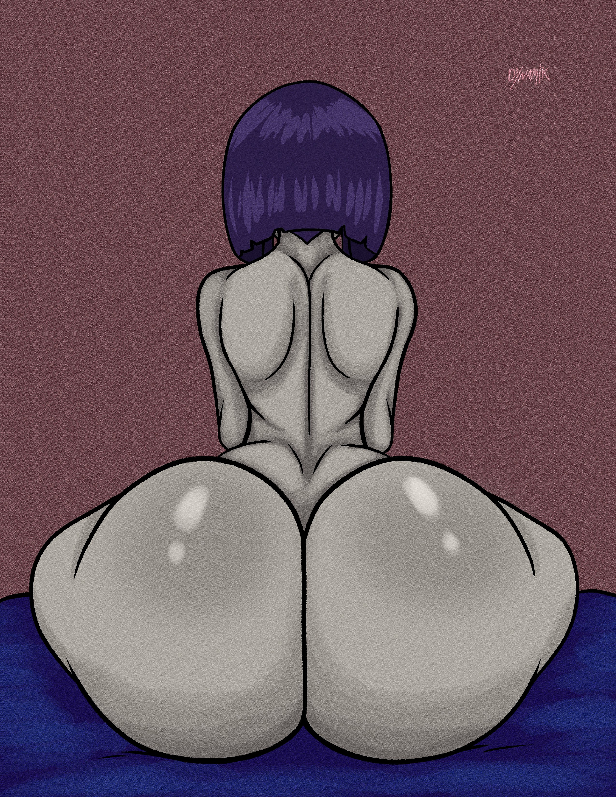 1girls, ass, big ass, bubble ass, bubble butt, dc, dc comics, dynamik808, female, female focus, female only, grey hair, nude, nude female, nudity, purple hair, rachel roth, raven (dc), rear view, short hair, sitting, straight hair, tagme, teen titans, wide hips