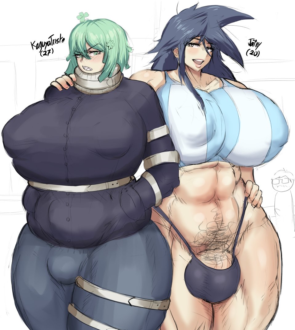 2futas abs angry animal_ears argentina balls belly big_balls big_testicles blue_hair blush breasts bulge clothed clothing collarbone covered_nipples duo erect_nipples female fully_clothed futa_only futanari g29 green_eyes green_hair hairy_balls hairy_penis huge_breasts jacket jorny kaguyatriste large_breasts latam_virtual_youtuber light-skinned_futanari light_skin long_hair looking_at_another looking_down multiple_girls muscular muscular_female muscular_futanari muscular_legs muscular_thighs open_mouth pale-skinned_female pale_skin panties pants partially_clothed penis pubic_hair radiofuna sharp_teeth short_hair simple_background standing teeth thick_thighs thighs toned toned_female tongue tummy venus_body virtual_youtuber white_background wide_hips