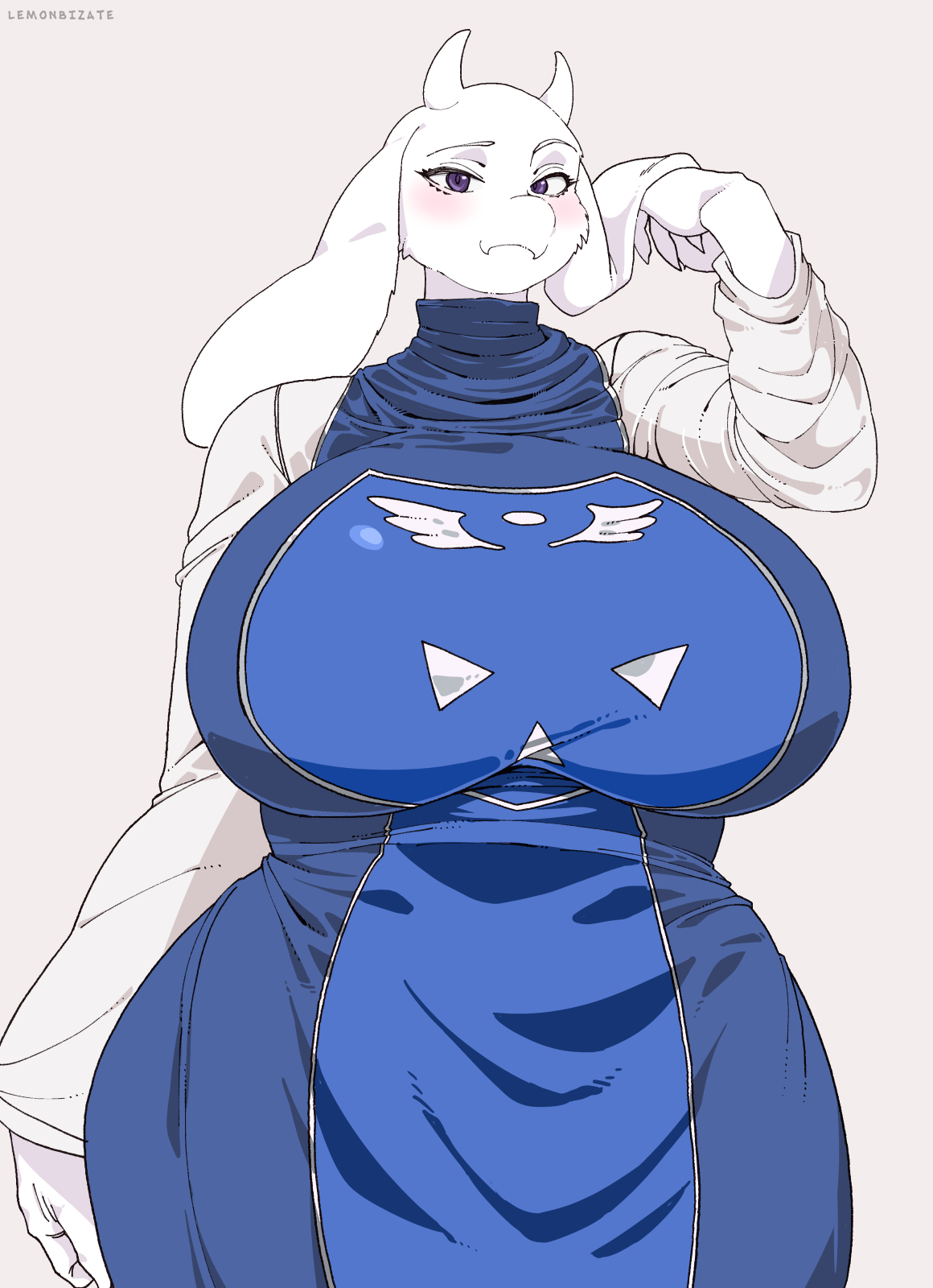 1girls, anthro, anthro only, anthrofied, big breasts, blush, breasts, clothed, clothes, clothing, curvaceous, curvy, dress, female, female only, fully clothed, fur, furry, furry only, goat, hi res, hips, horns, hourglass figure, huge breasts, humanoid, large breasts, lemonbizate (artist), long ears, looking at viewer, mature, mature female, milf, mother, plump, purple eyes, solo, solo female, thick, thick thighs, thighs, top heavy, toriel, undertale, voluptuous, white fur, wide hips