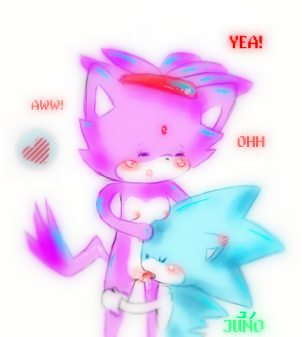 blaze_the_cat blood blue_hair blush breasts chest chibi cum cunnilingus english_text feline female fur hair hedgehog jun juno kneeling kneeling/standing kneeling_oral_position licking little_cartoon male nipples nosebleed nude open_mouth oral oral_sex orgasm pose purple_fur pussy sega small_breasts sonic_(series) sonic_the_hedgehog text tongue tongue_out video_games young