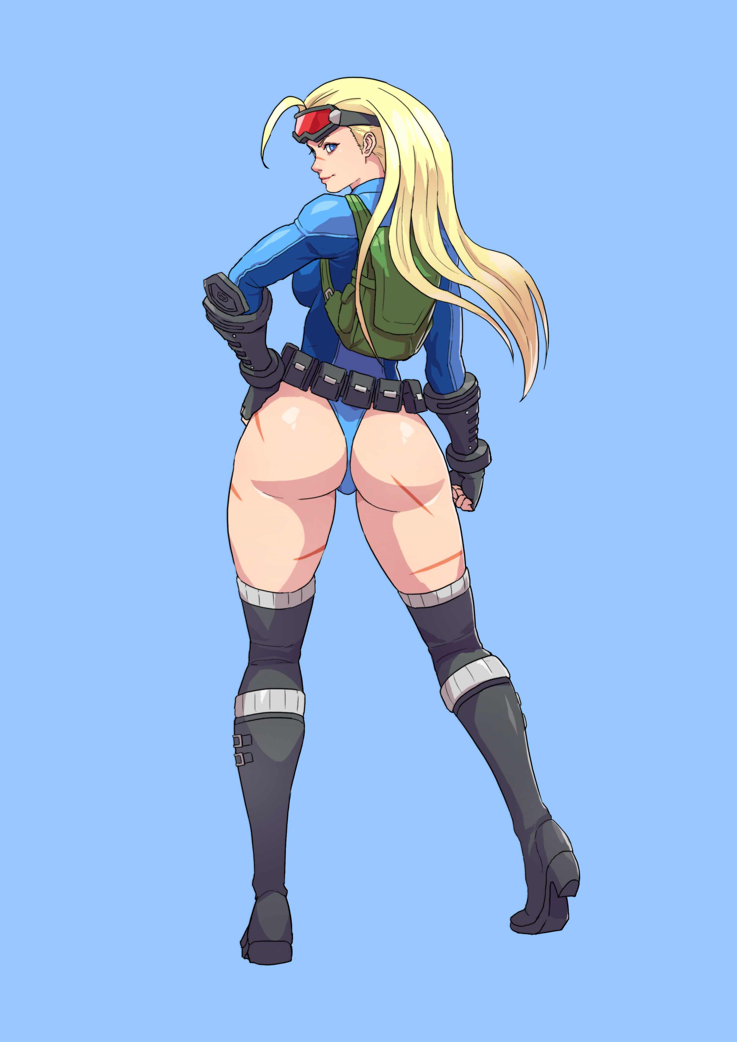 1girls, 2d, ass, ass focus, big ass, blonde hair, cammy white, cirenk, female, female only, light skin, light-skinned female, street fighter, street fighter v, thick thighs, thin waist, wide hips