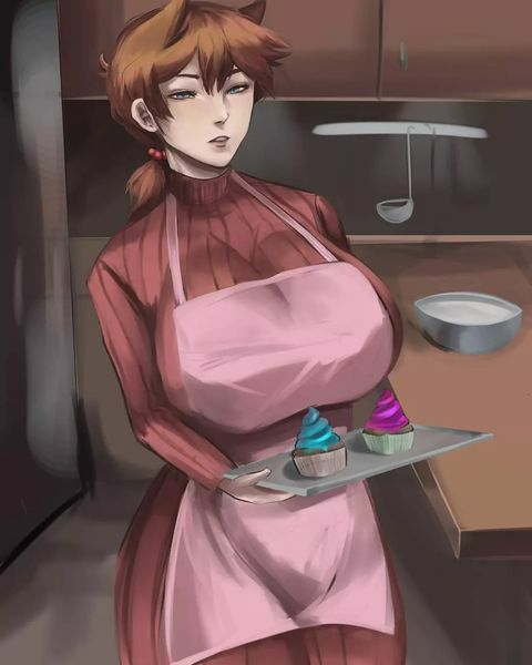 1girls artist_request big_breasts blue_eyes breasts cupcake cupcakes eddsworld ellsworld female food kitchen looking_at_viewer rule_63 solo_female tagme tori_(eddsworld)