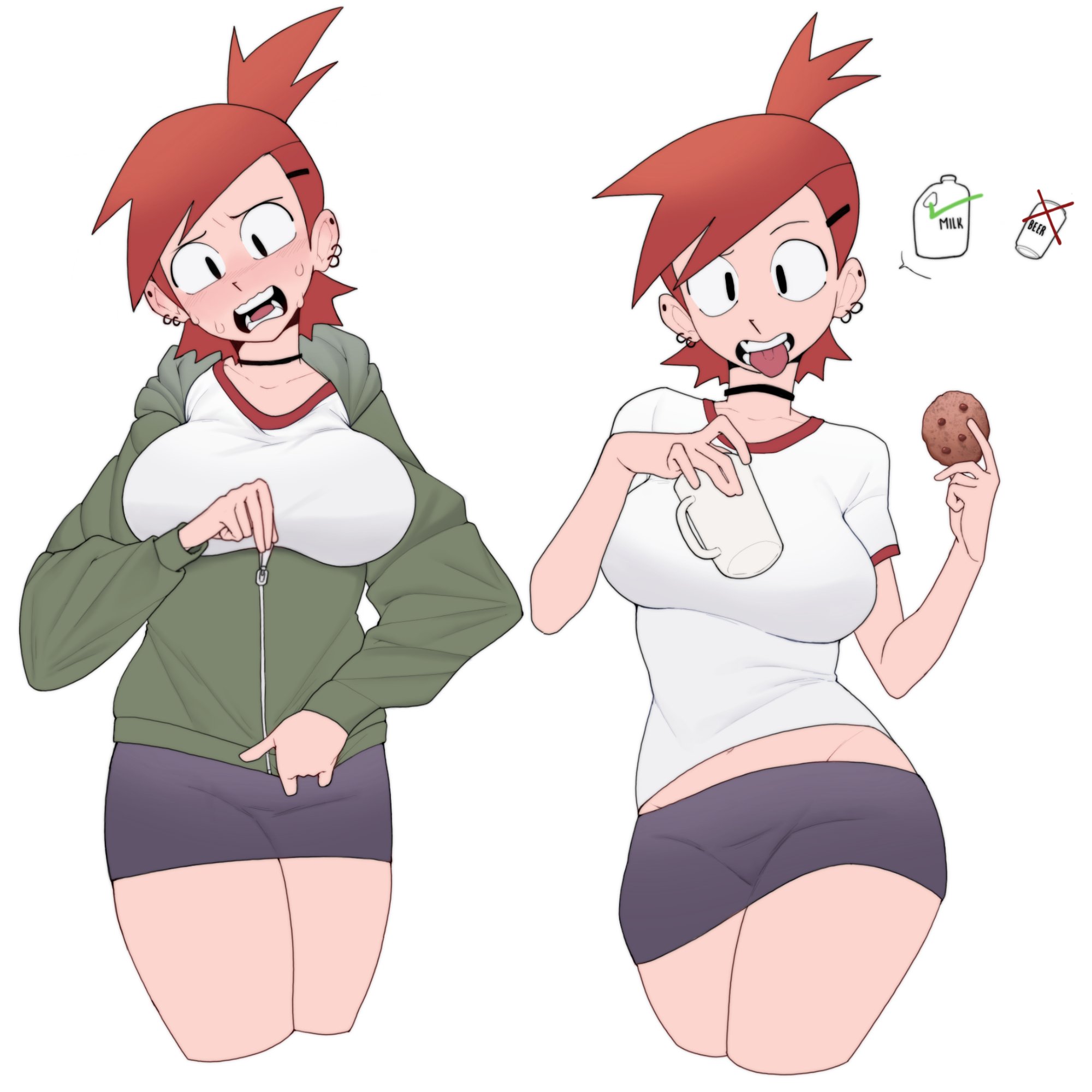 big breasts, breasts, female, foster's home for imaginary friends, frankie foster, hoodie, mr fish corpse, red hair, skirt, tagme, thick thighs