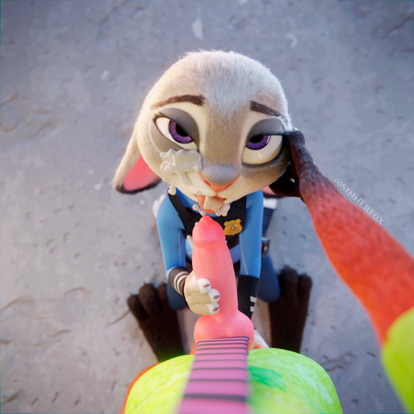 animal_genitalia blowjob clothed_female clothed_sex clothing cum cum_in_mouth cum_on_face deepthroat disney fellatio judy_hopps nick_wilde oral_sex penis public_sex s1nnerfox sinnerfox tagme zootopia